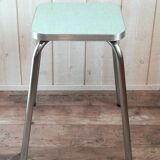 Vintage mint green formica and aluminum stool