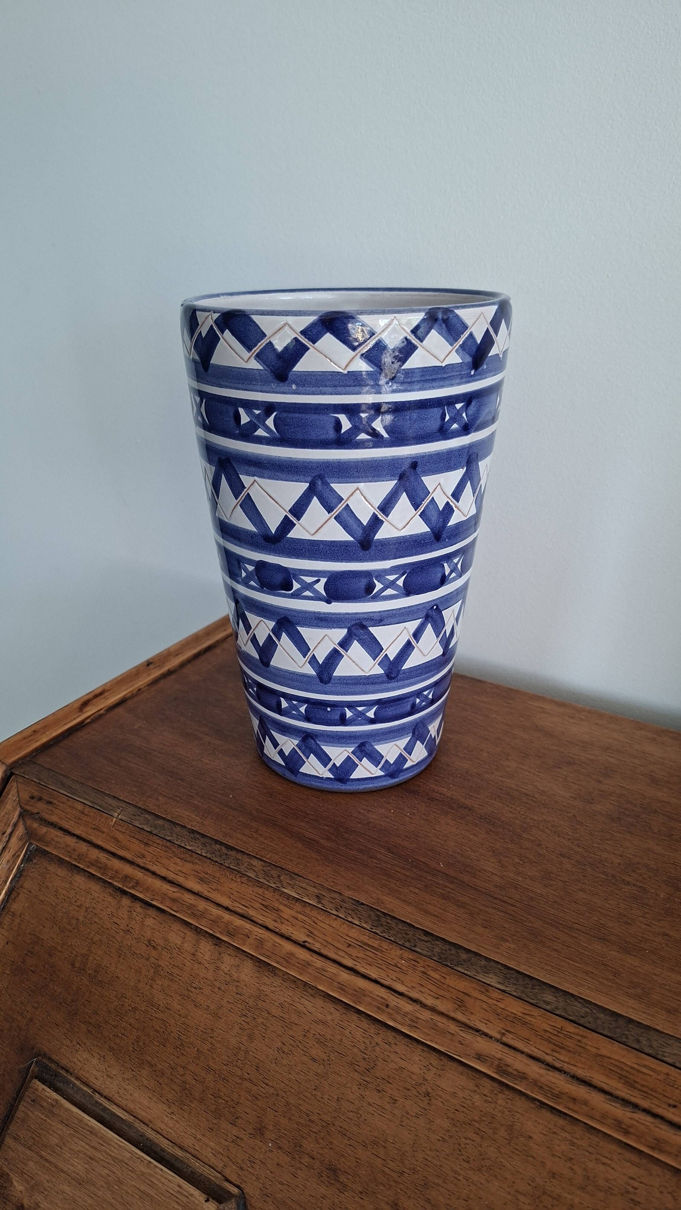 Blue and White Ceramic Decorative Vase Robert Picault