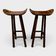 Lot de 2 tabourets brutalistes en bois massif taillé main