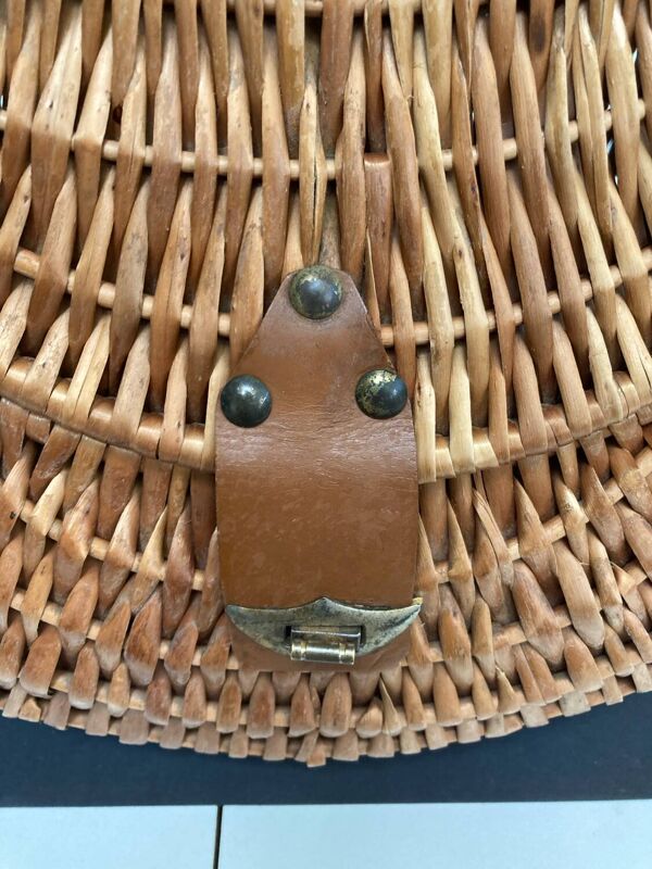 Panier de courses en osier vintage 70’S