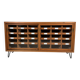 Vintage German Pine Sideboard / Sorting Cabinet with 24 Drawers & Glass Sli