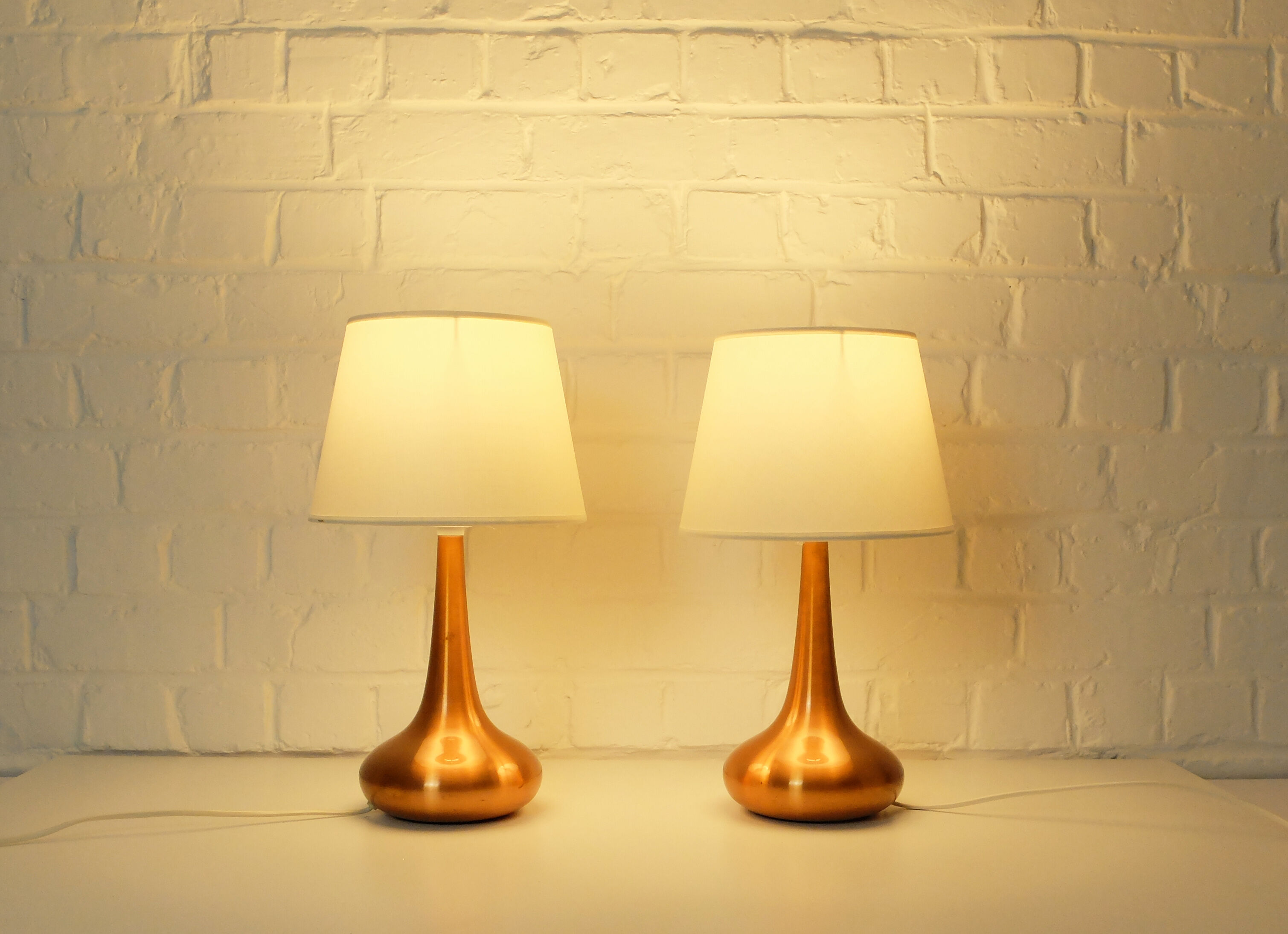 Pair of table lamps Orient copper finish Jo Hammerborg for Fog & Morup, Denmark, 1960s