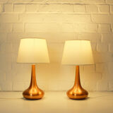 Pair of table lamps Orient copper finish Jo Hammerborg for Fog & Morup, Denmark, 1960s