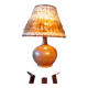 Lampe grés et laine brut, signée Alain Blanchard, 1970