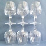 Set of 6 cut crystal cognac glasses