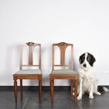 Set of 4 Art Deco chairs in carved wood.