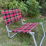 Vintage plaid folding low chair
