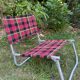 Vintage plaid folding low chair