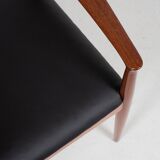 Midcentury Danish chair with armrests in teak and new skai by Arne Vodder for Vamo 1960s