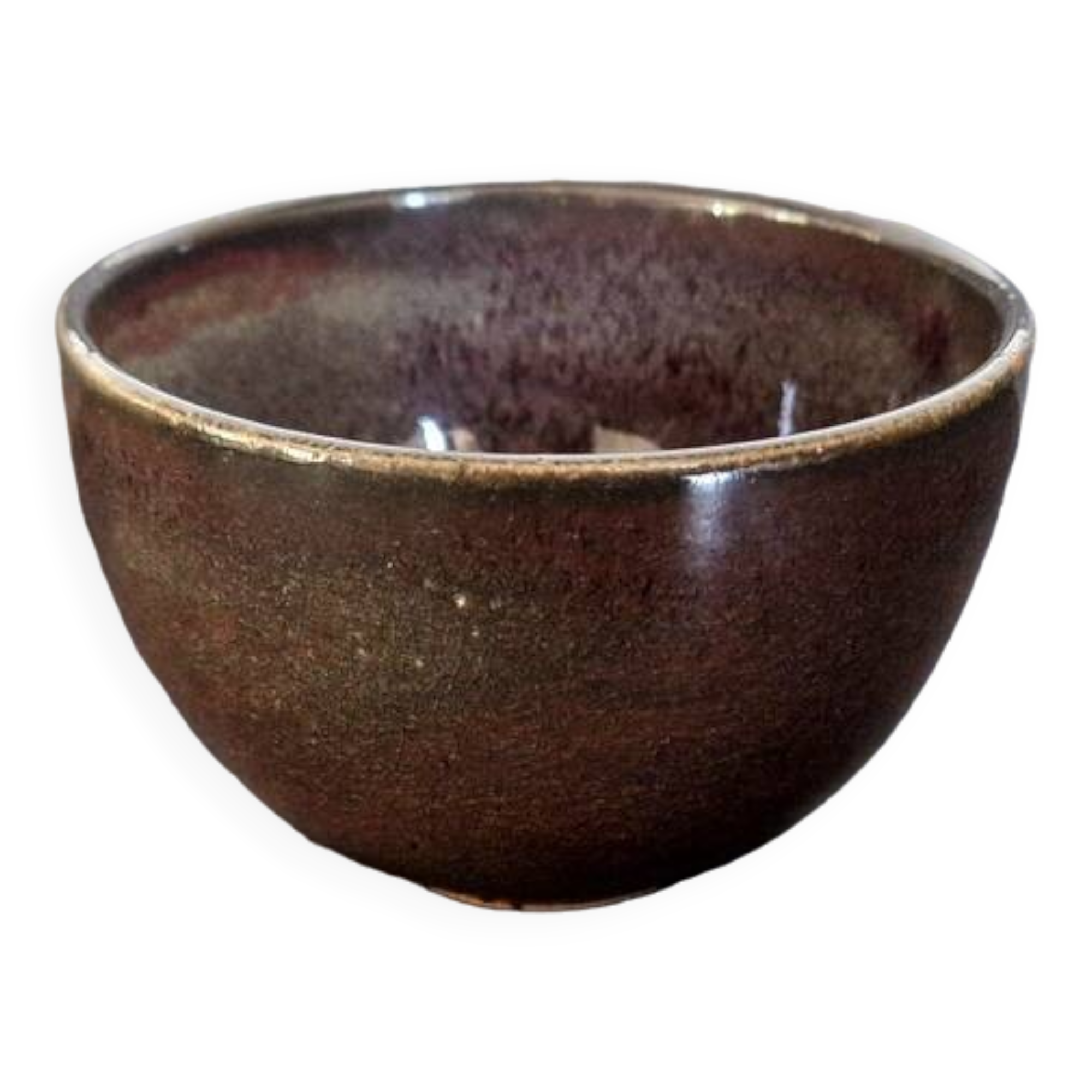 Paul Badié (Born in 1945) - Brown colored bowl - urn with red and gray highlights - In enameled stoneware