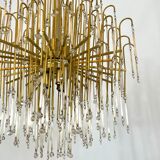Mid-century, Italian brass and glass chandelier from 70s
