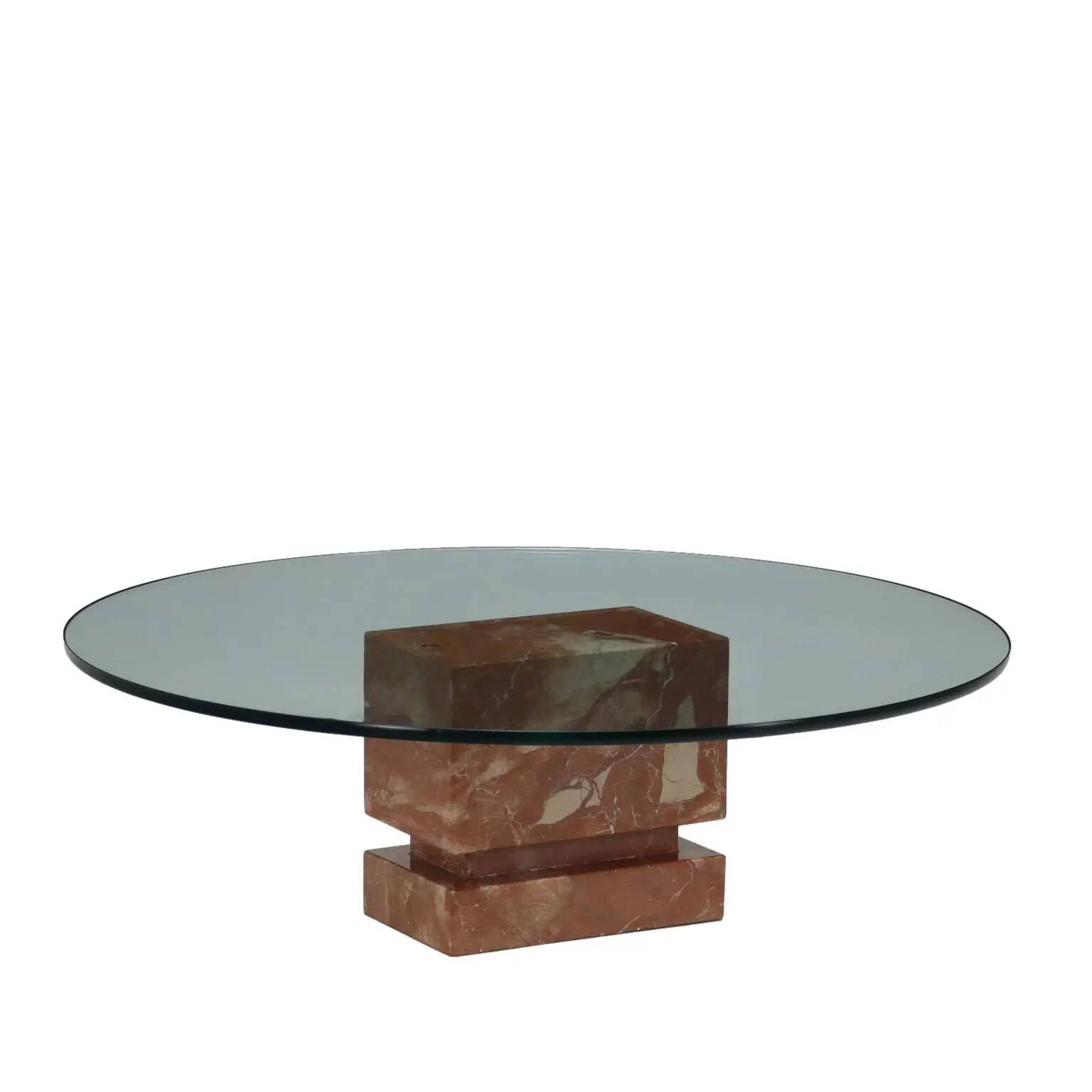 Vintage coffee table in marble and glass, Italy, 1980s-1990s.