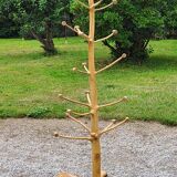 Brutalist coat rack on boxwood stand