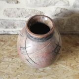 Raku vase with incised decoration