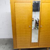1970 Scandinavian wardrobe with shelves and mirror, 21x126, 2 doors.