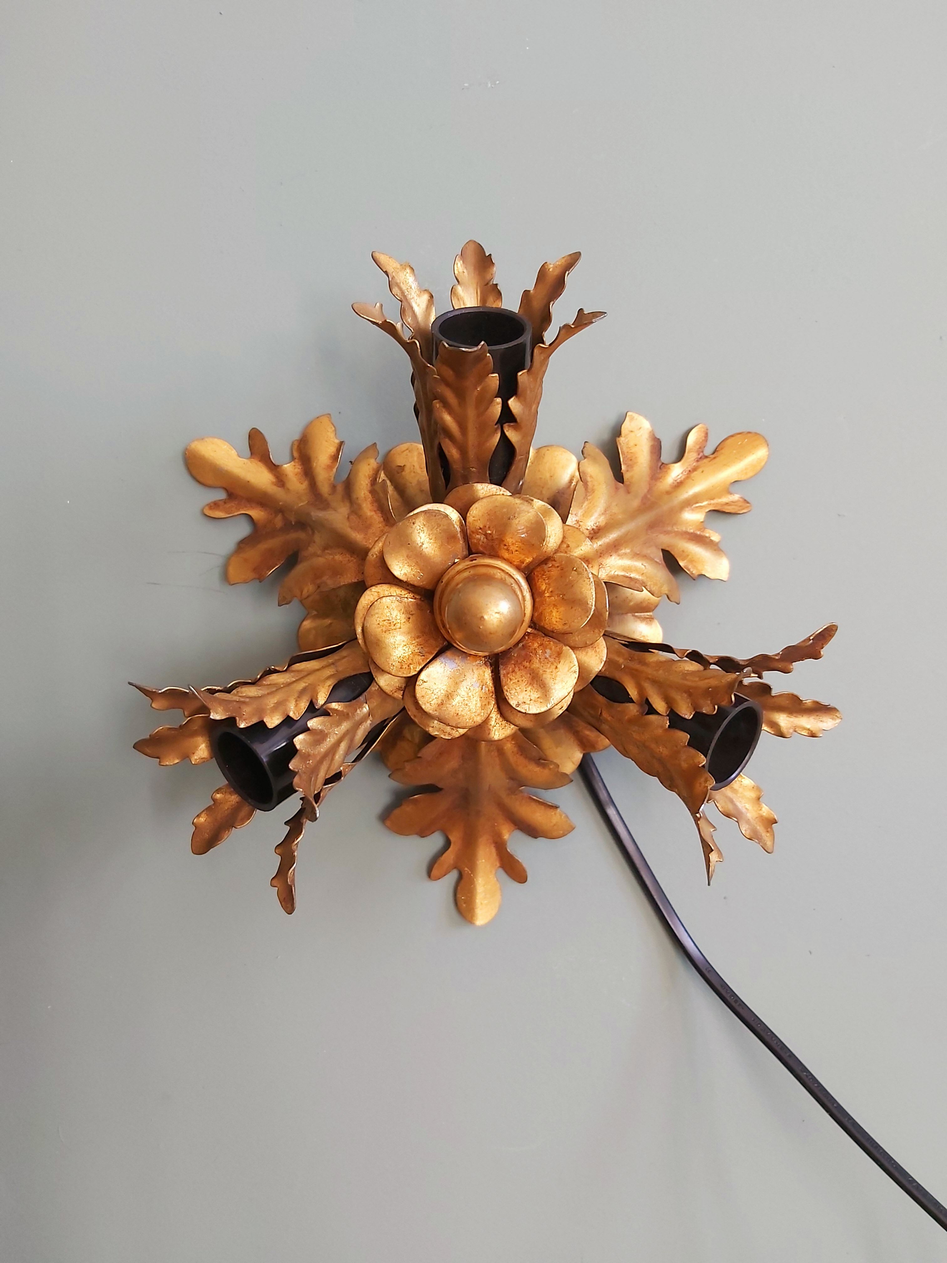 Wall lamp/ceiling lamp in gilded metal, Banci Firenze, 70s