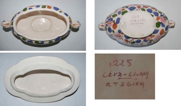 Ensemble soupière et dessous de plat faïence Cera-Clam Rta Gien