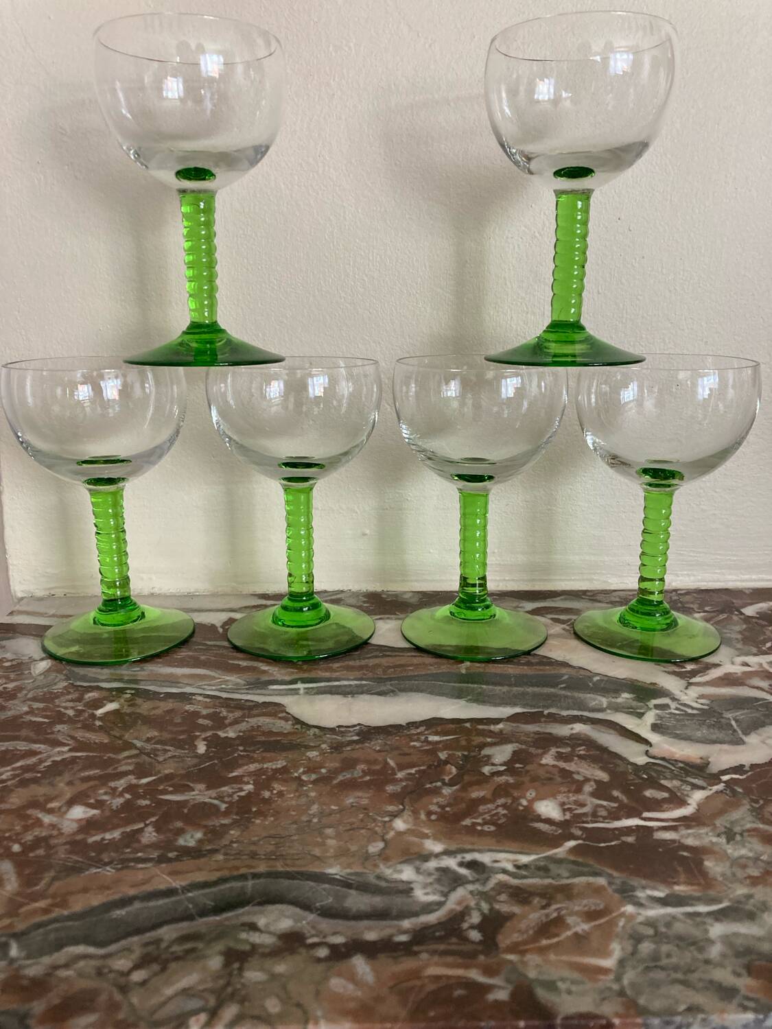Green stemmed glasses