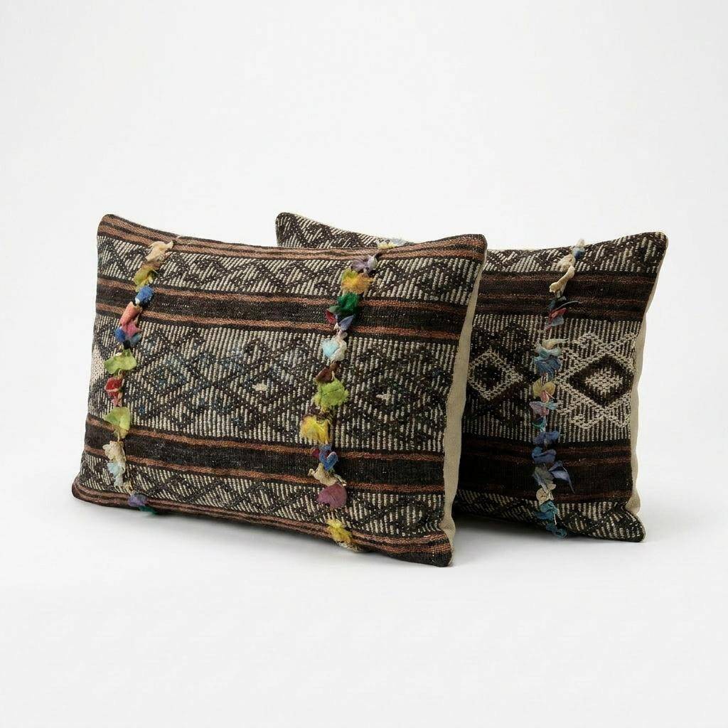 Set of 2 vintage kilim cushion covers 36x61 cm