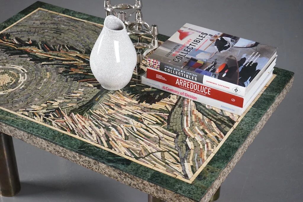 Table basse en mosaïque dans le style de « Route de campagne en Provence » de Van Gogh