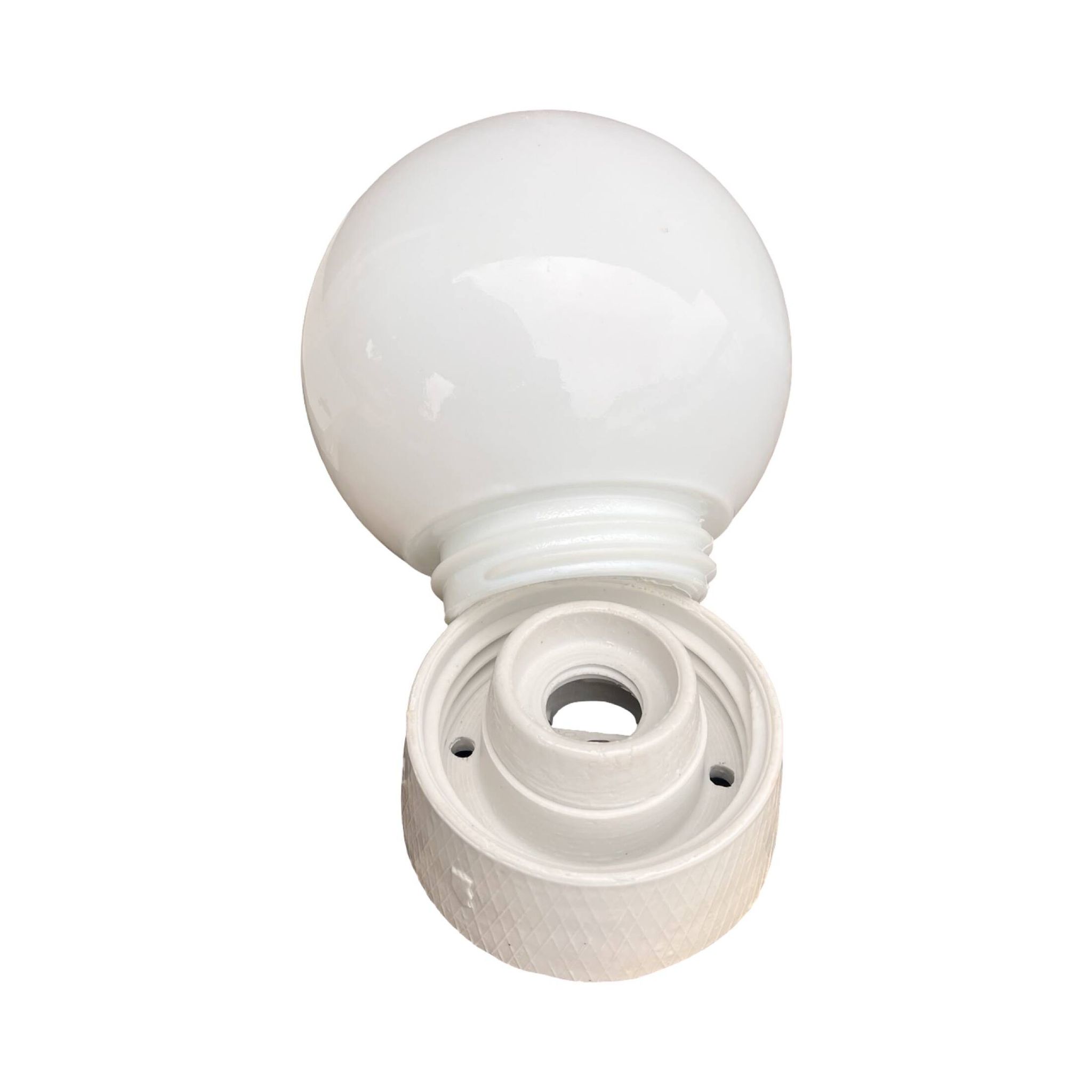 Industrial wall lamp, white, glass, foton, poland, 1960s.