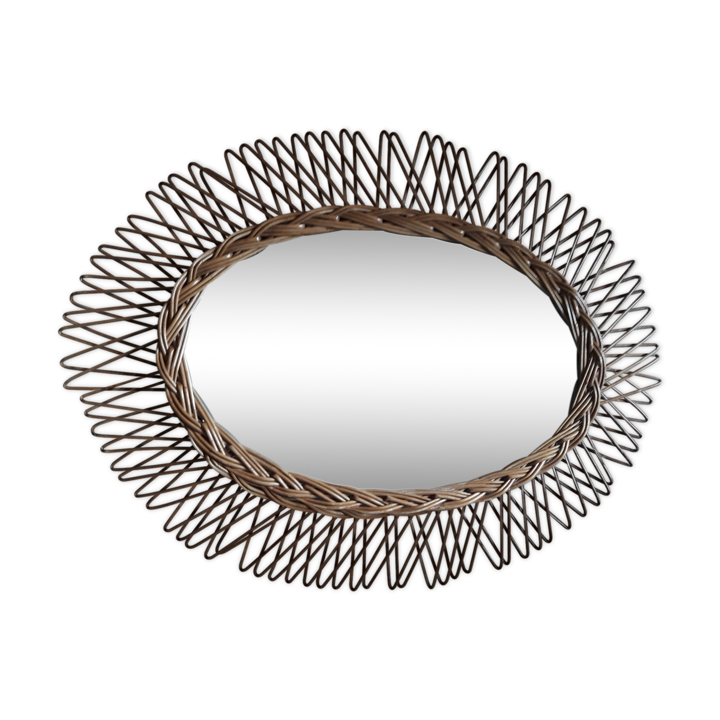 Vintage rattan mirror 45x55cm