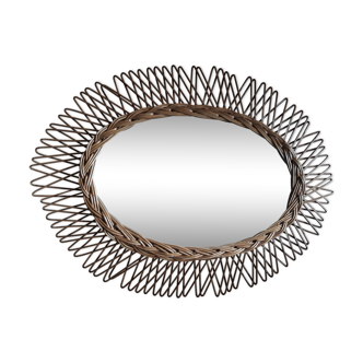 Vintage rattan mirror 45x55cm