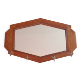 Large Art Deco Mirror with Geometric Frame and Hooks