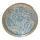 Blue cashmere round tray on white background.