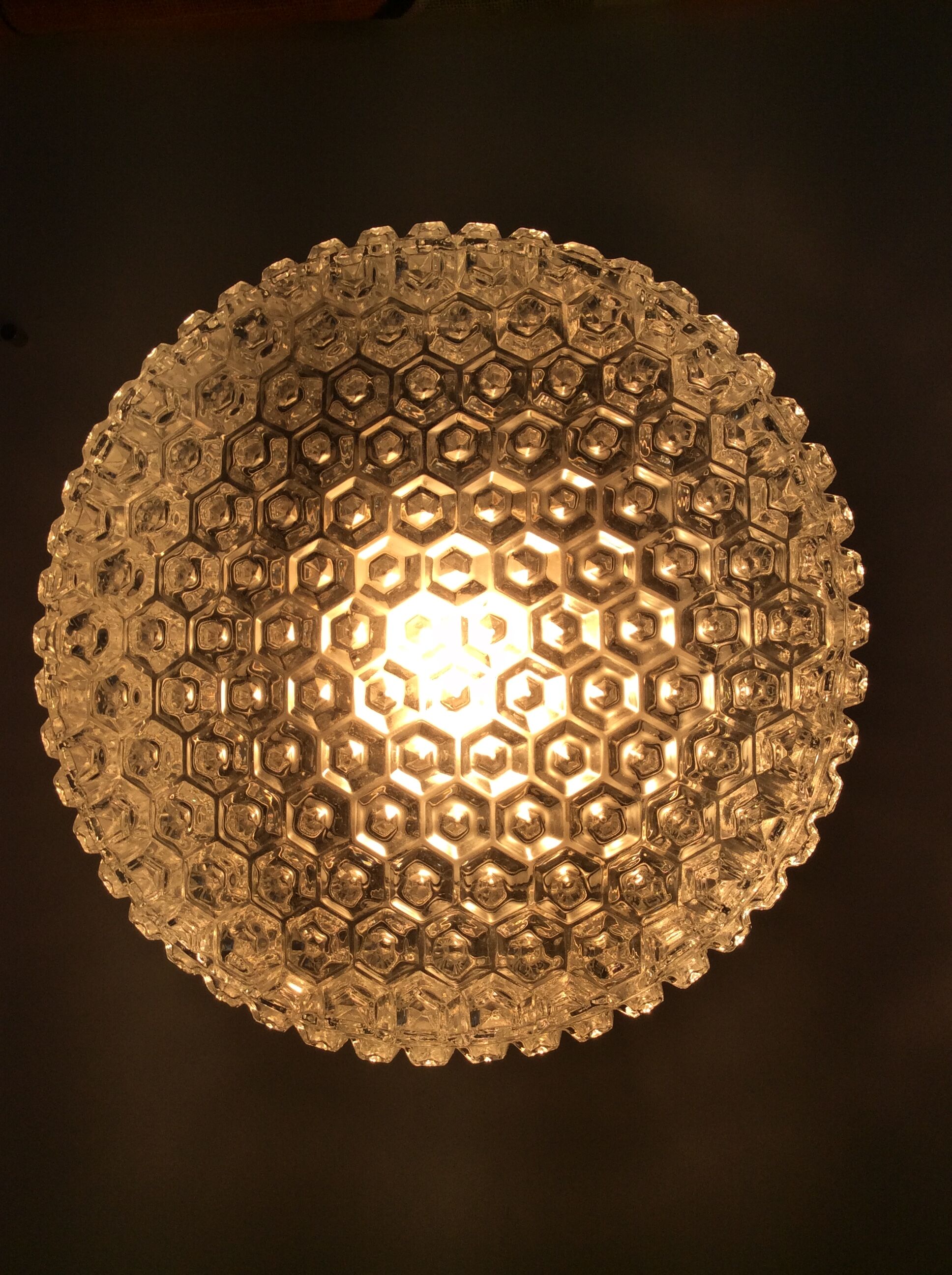 Vintage wall lamp from the 70s in molded glass