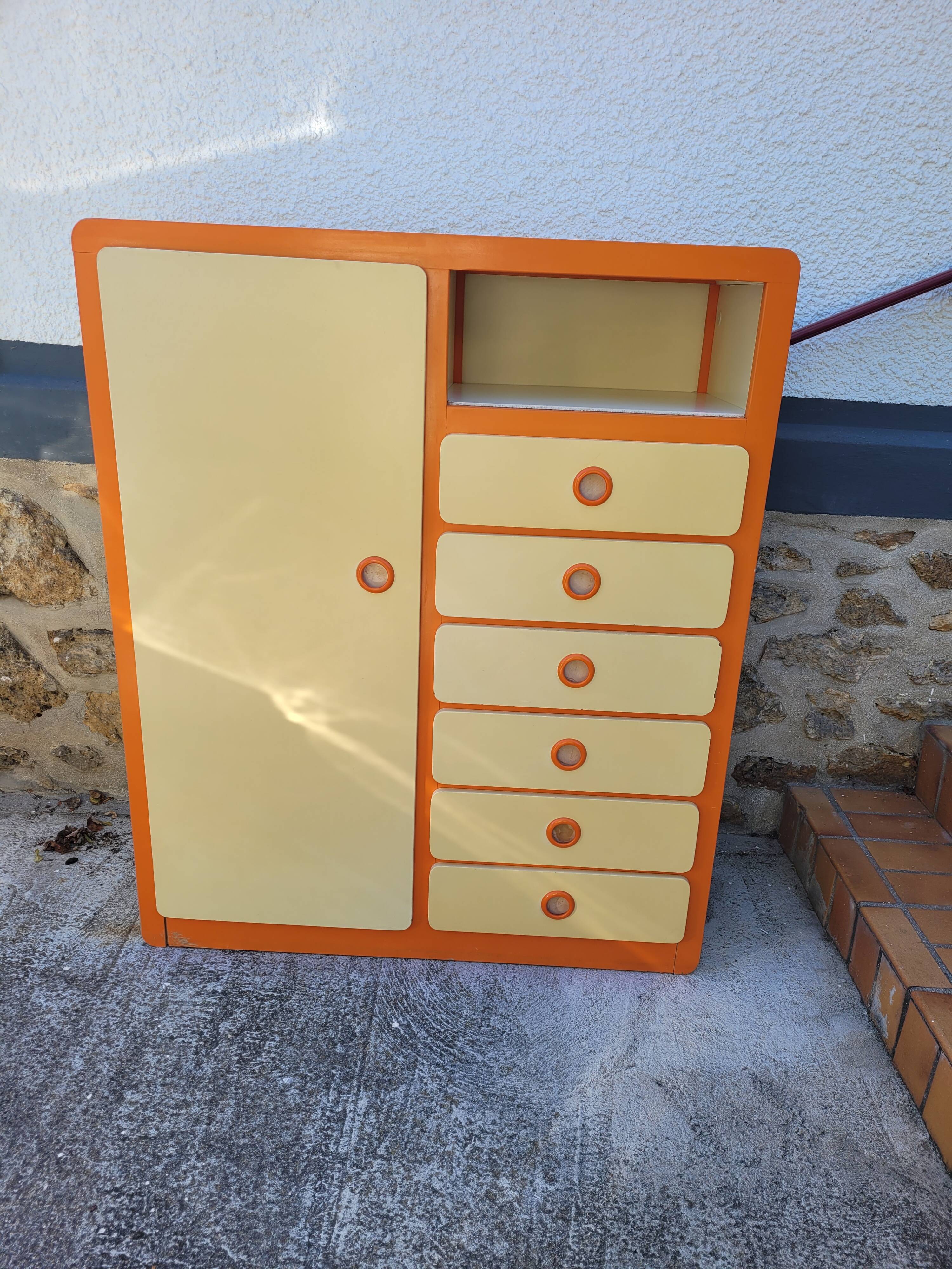 Vintage wardrobe and chest of drawers from the 1970s