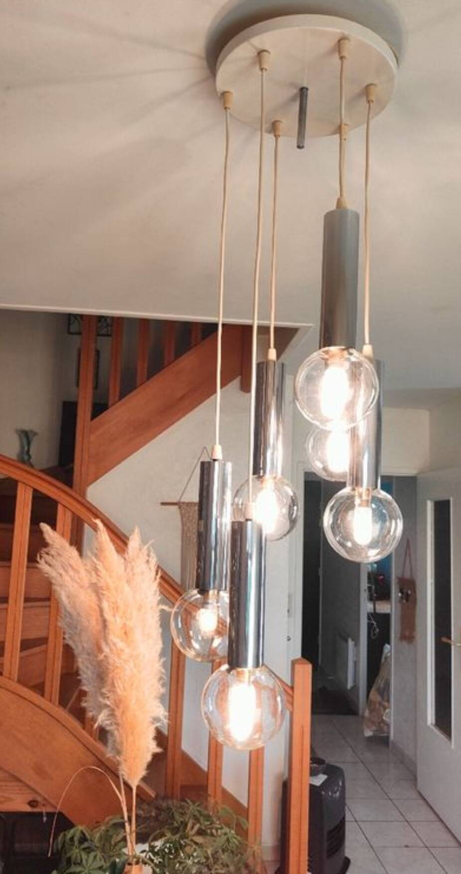 Vintage waterfall chandelier pendant 1960 70s