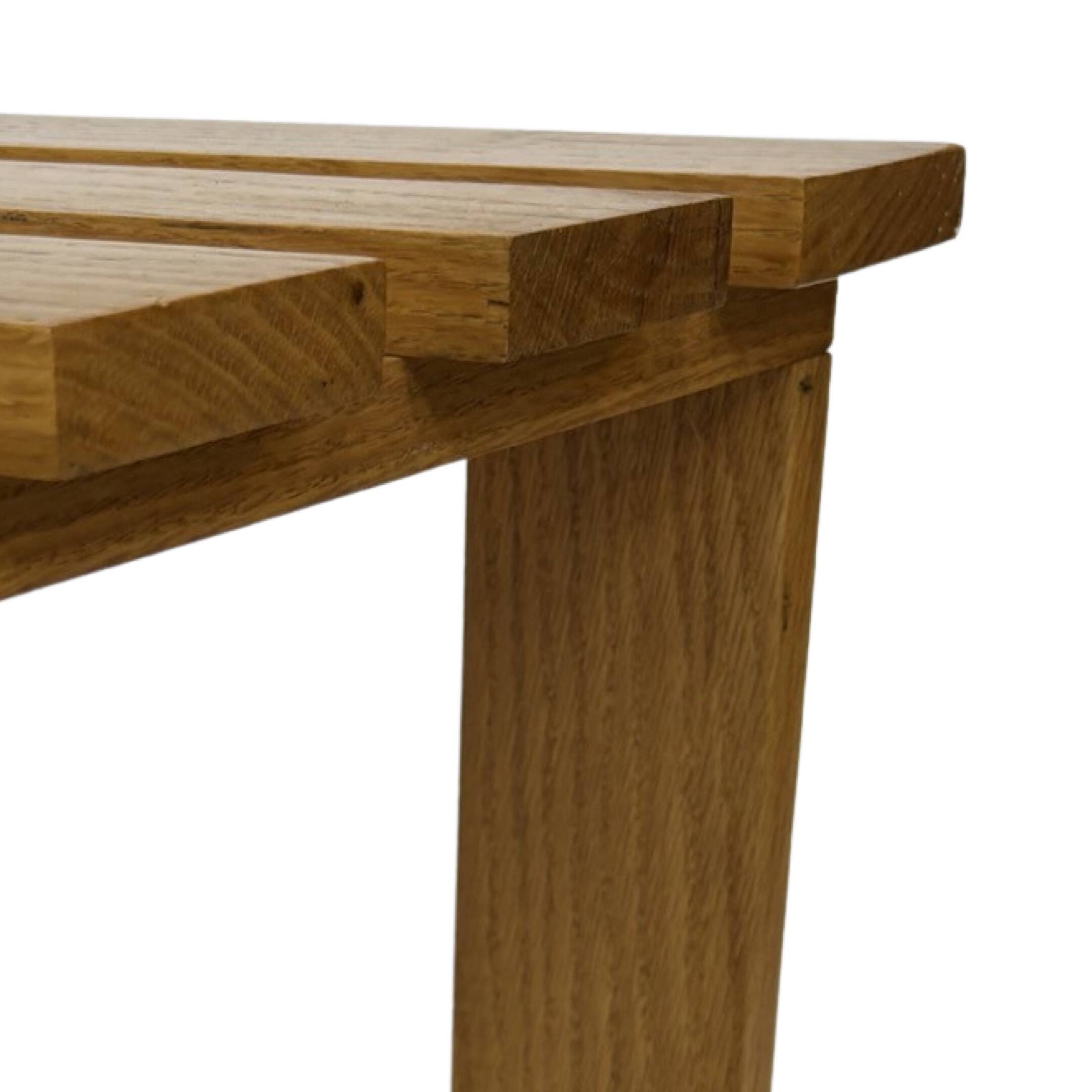 Vintage 1970s coffee table/side table, white oak slats slatted design