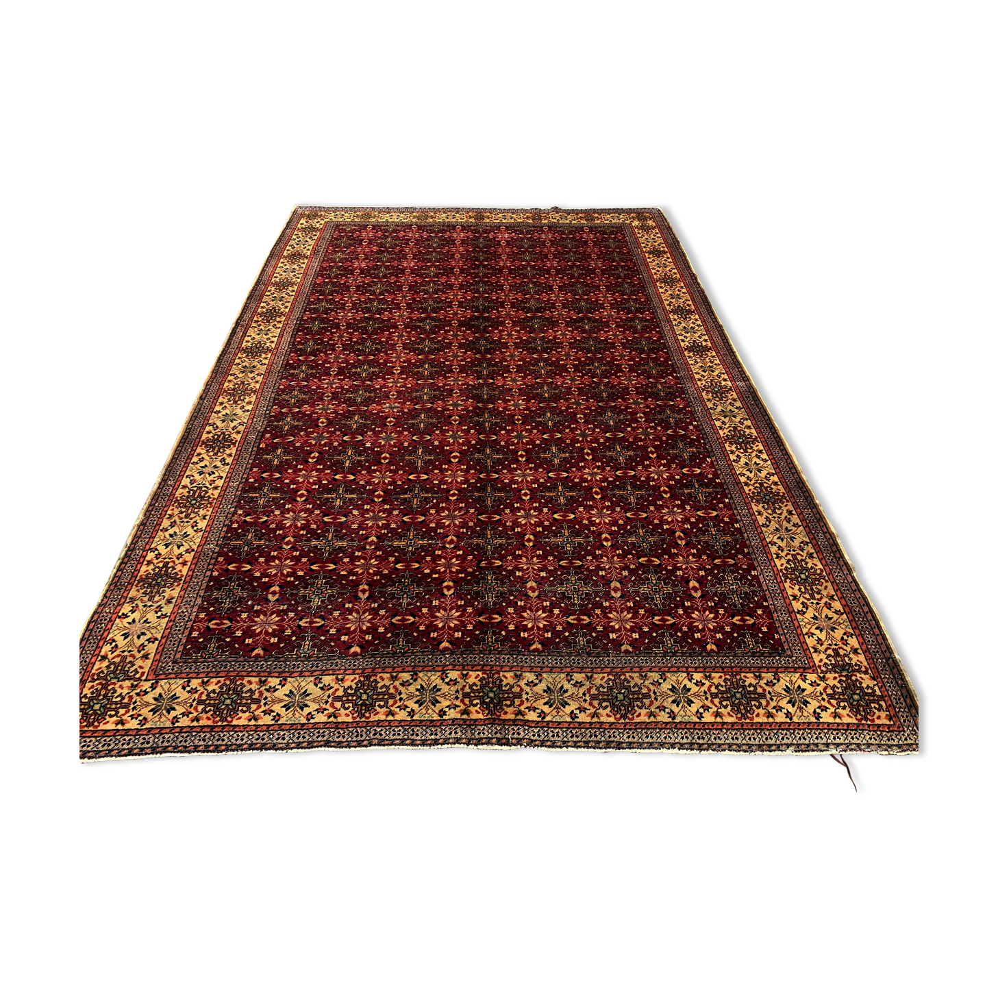 Vintage Turkish Rug 279x193 cm, Tribal Wool Carpet Large