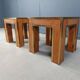 Paire de tables d'appoint en laiton et bois de ronce, années 1980
