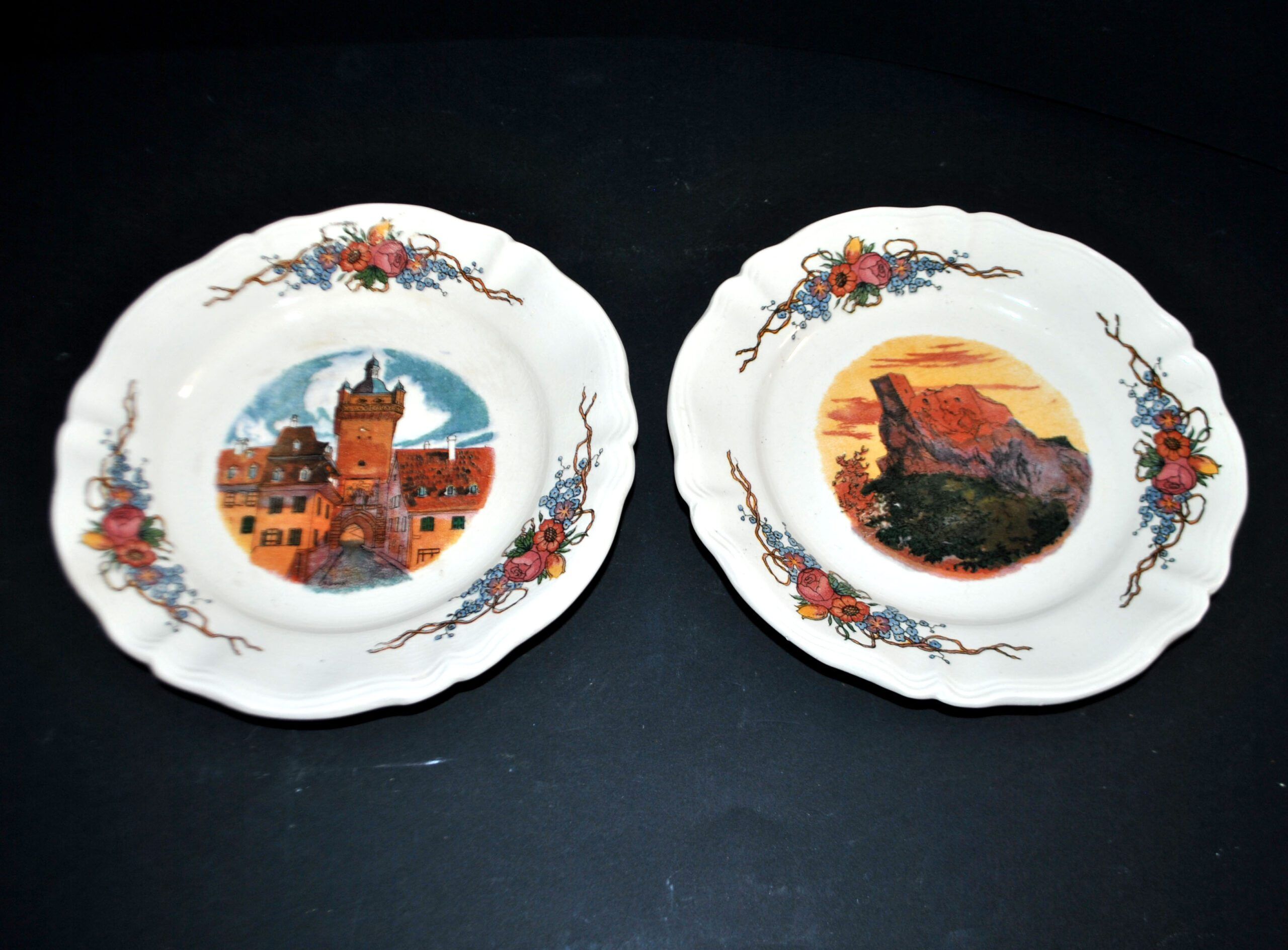 Sarreguemines lot de 2 assiettes à dessert Obernai décor Loux 3 fleurs
