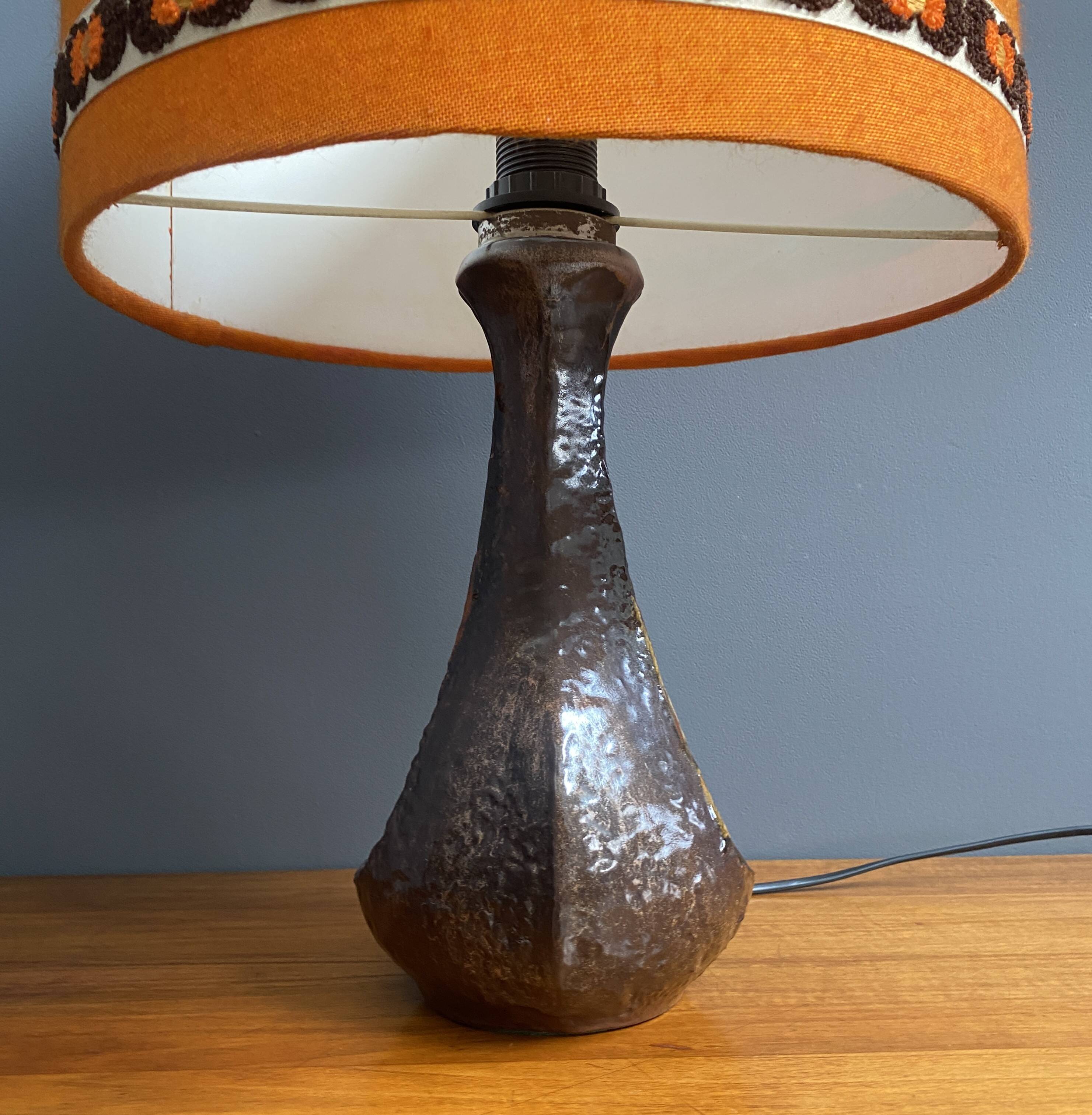 Ceramic orange / brown table lamp 1960s