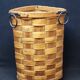 Antique vintage corner woven wooden basket umbrella holder / basket