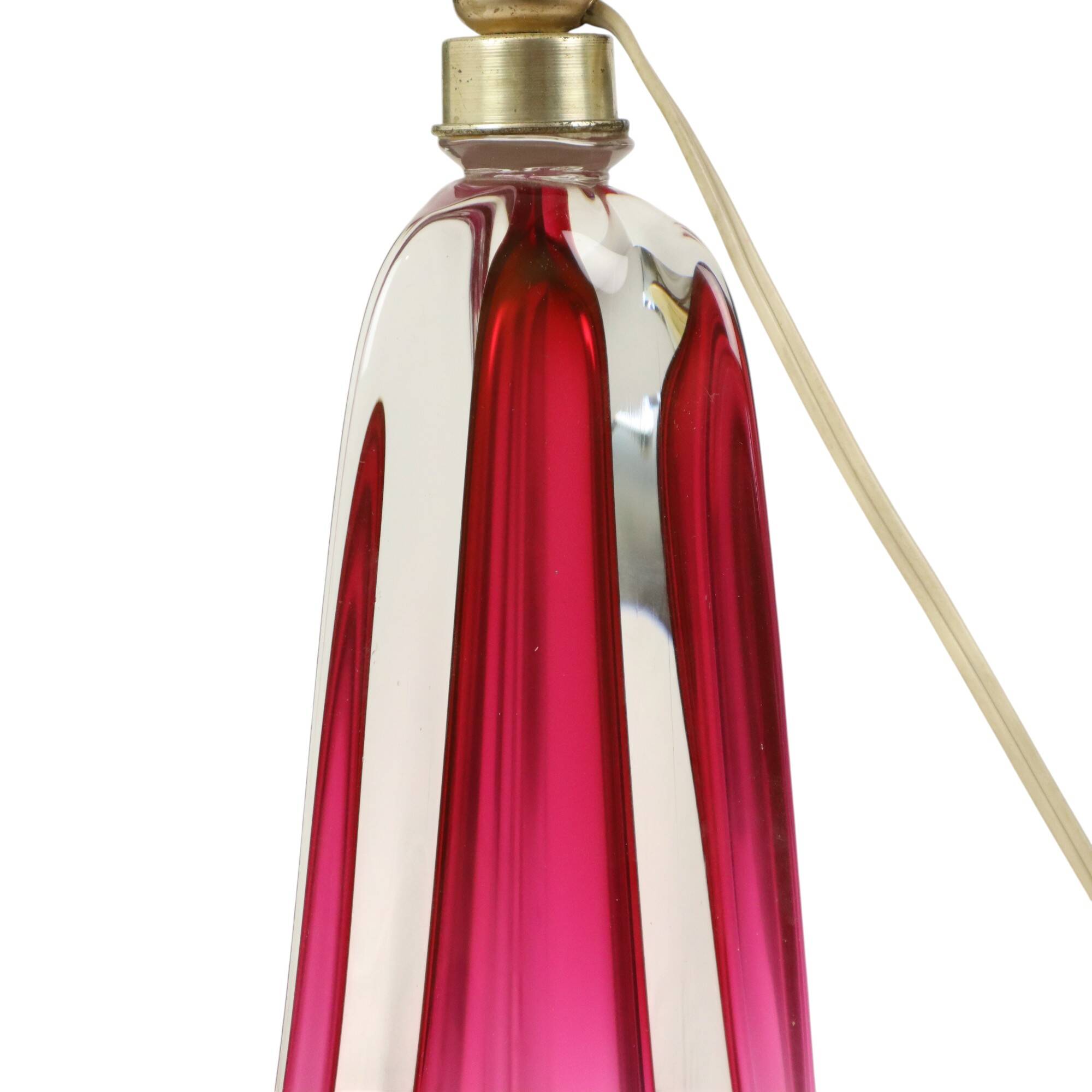 Purple Pink Table Lamp Crystal Val Saint Lambert Swirl 60s