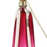 Lampe de table violet rose en cristal Val Saint Lambert Swirl années 60