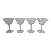 Ensemble de 4 coupes à champagne en cristal gravé 12 cm