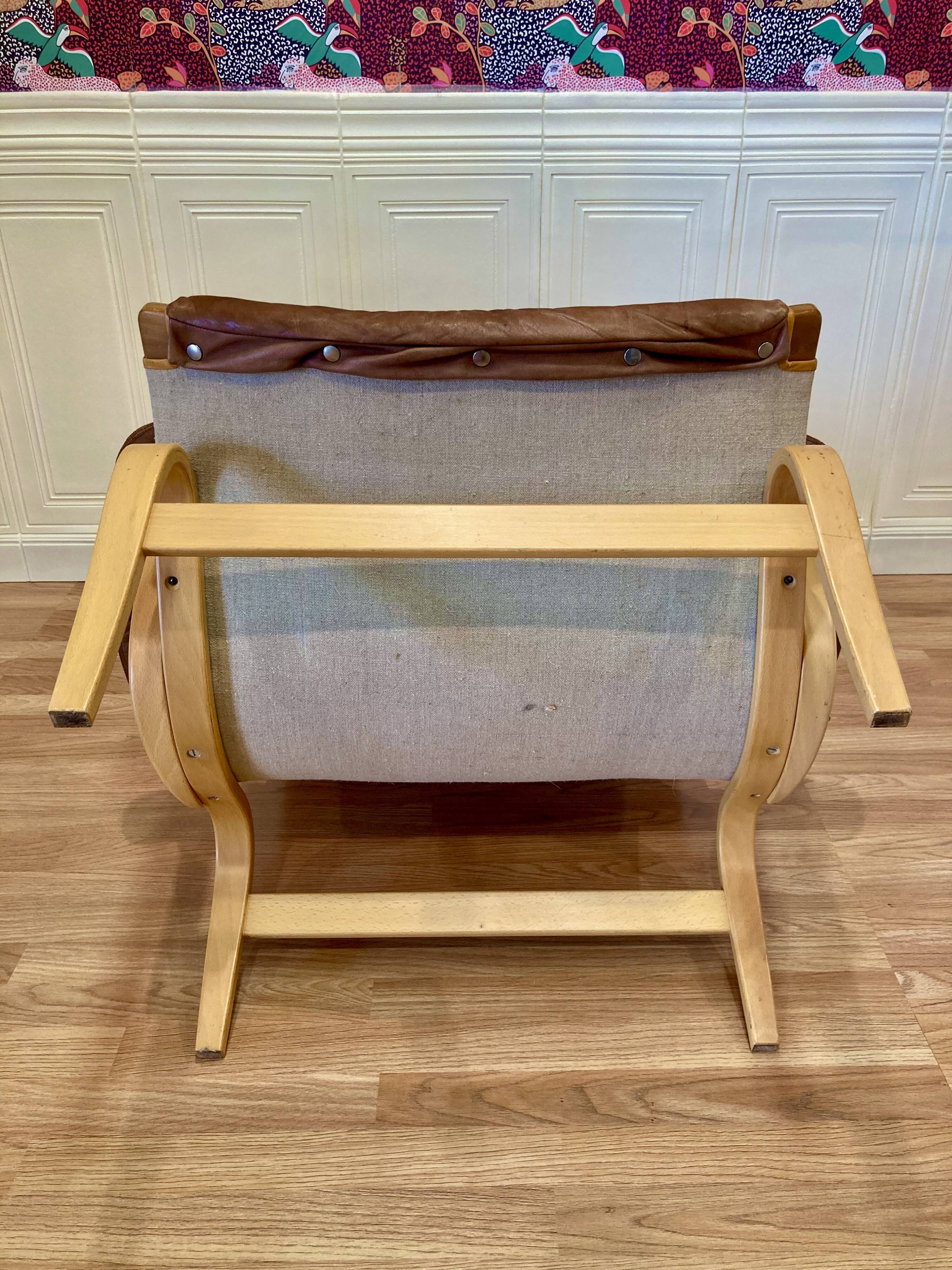 "Pernilla" leather armchair "Bruno Mathsson" 1960.