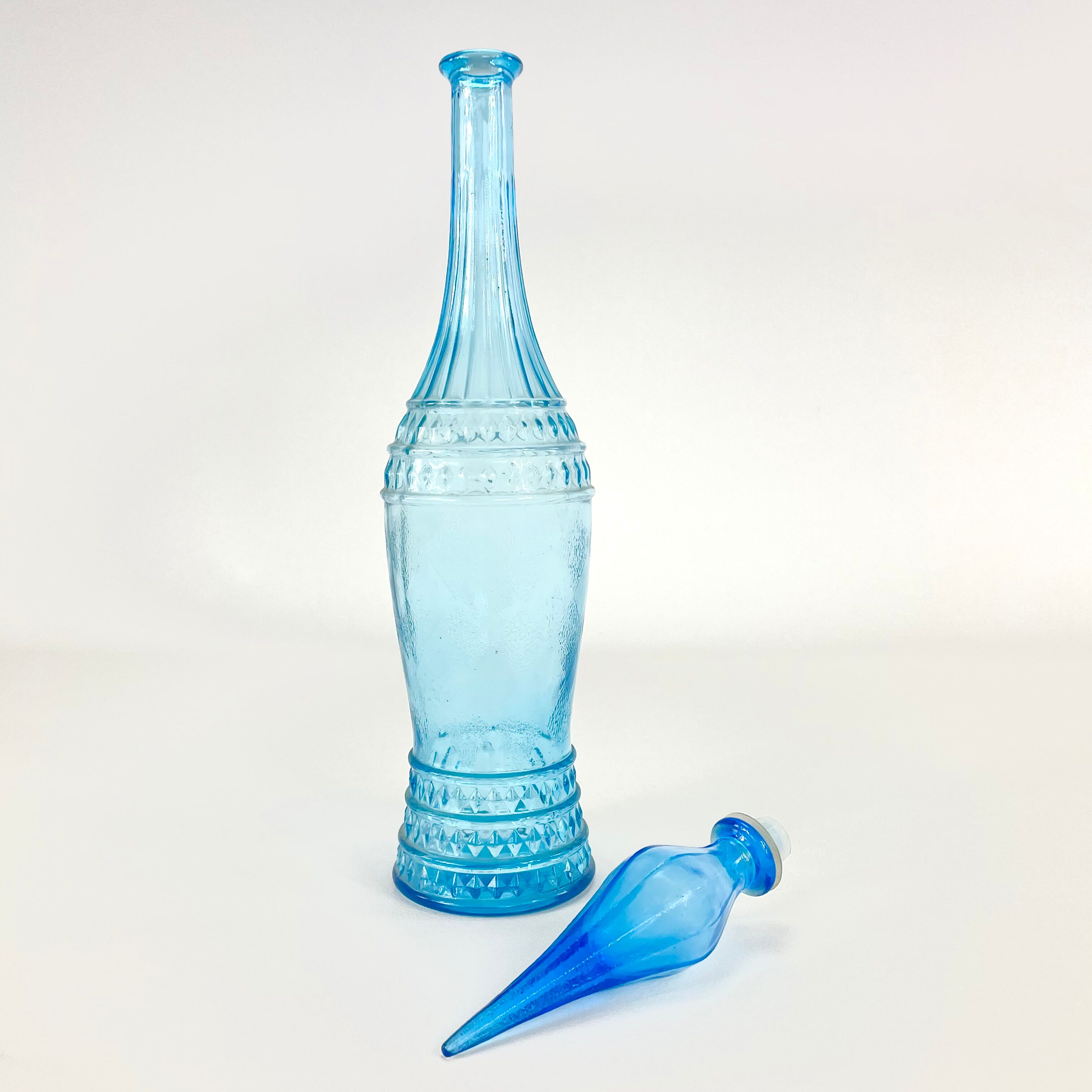 Blue bottle, Empoli glass, Italy, Mid-century