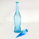 Bouteille bleue, verre d'Empoli, Italie, Mid-century