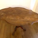 Oval wooden pedestal table, violin table on three legs, Napoleon III style