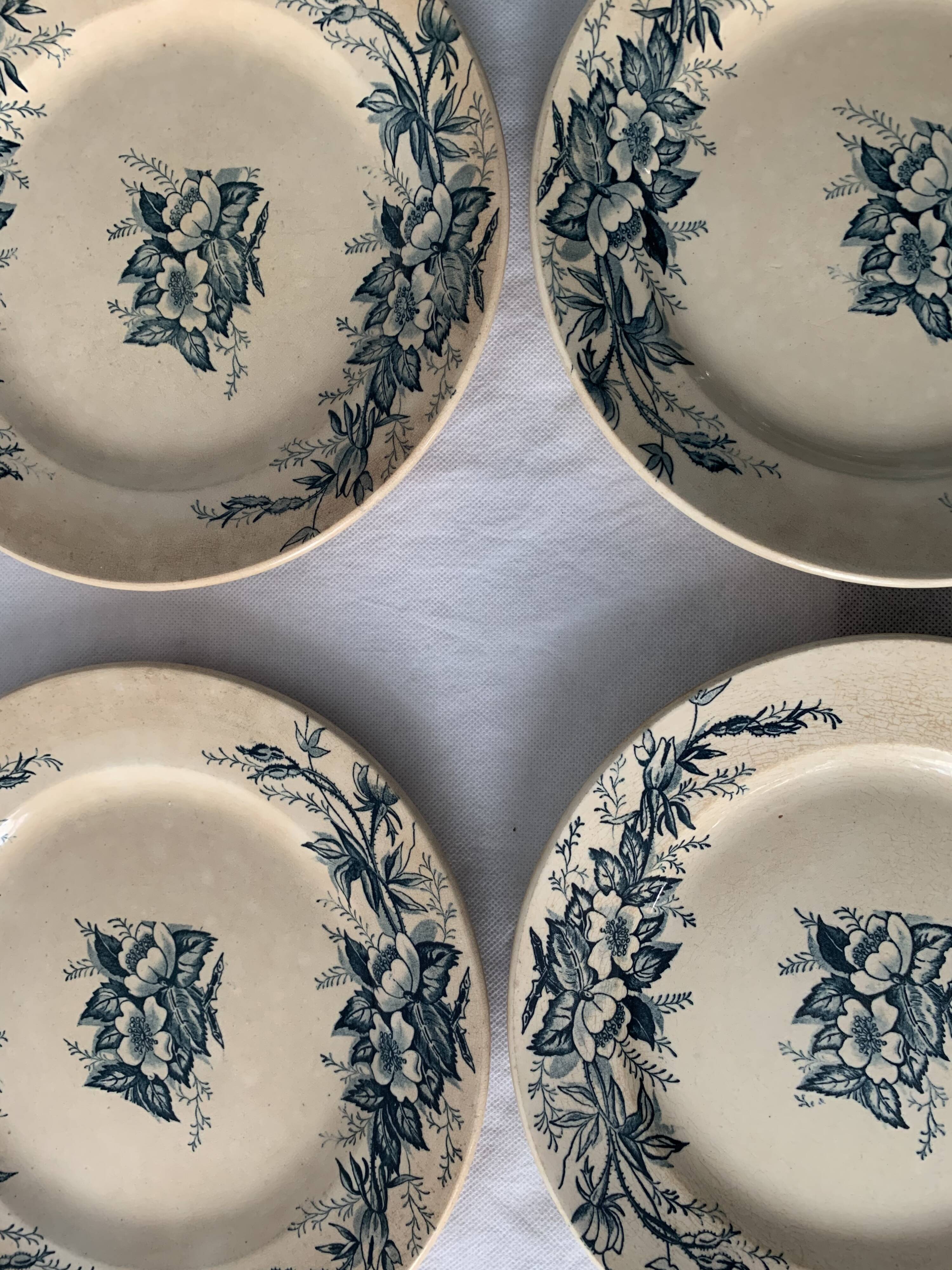 8 plates and an old compoter Terre de Fer HB and Co.