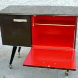 Bar roulant et éclairant vintage 1960 à pieds compas