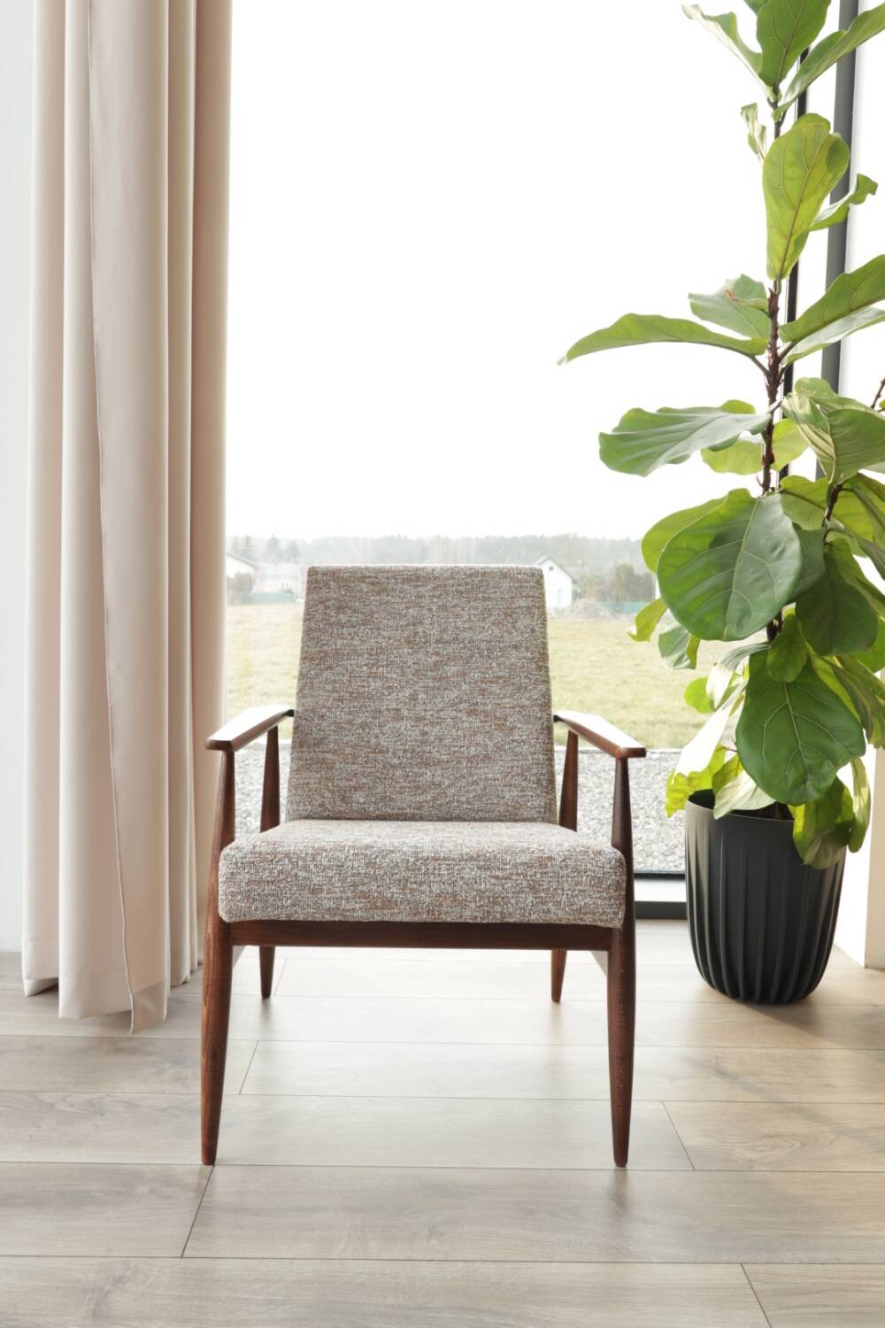 Scandinavian coffee brown armchair by H.Lis