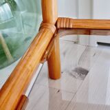 Rattan and smoked glass table