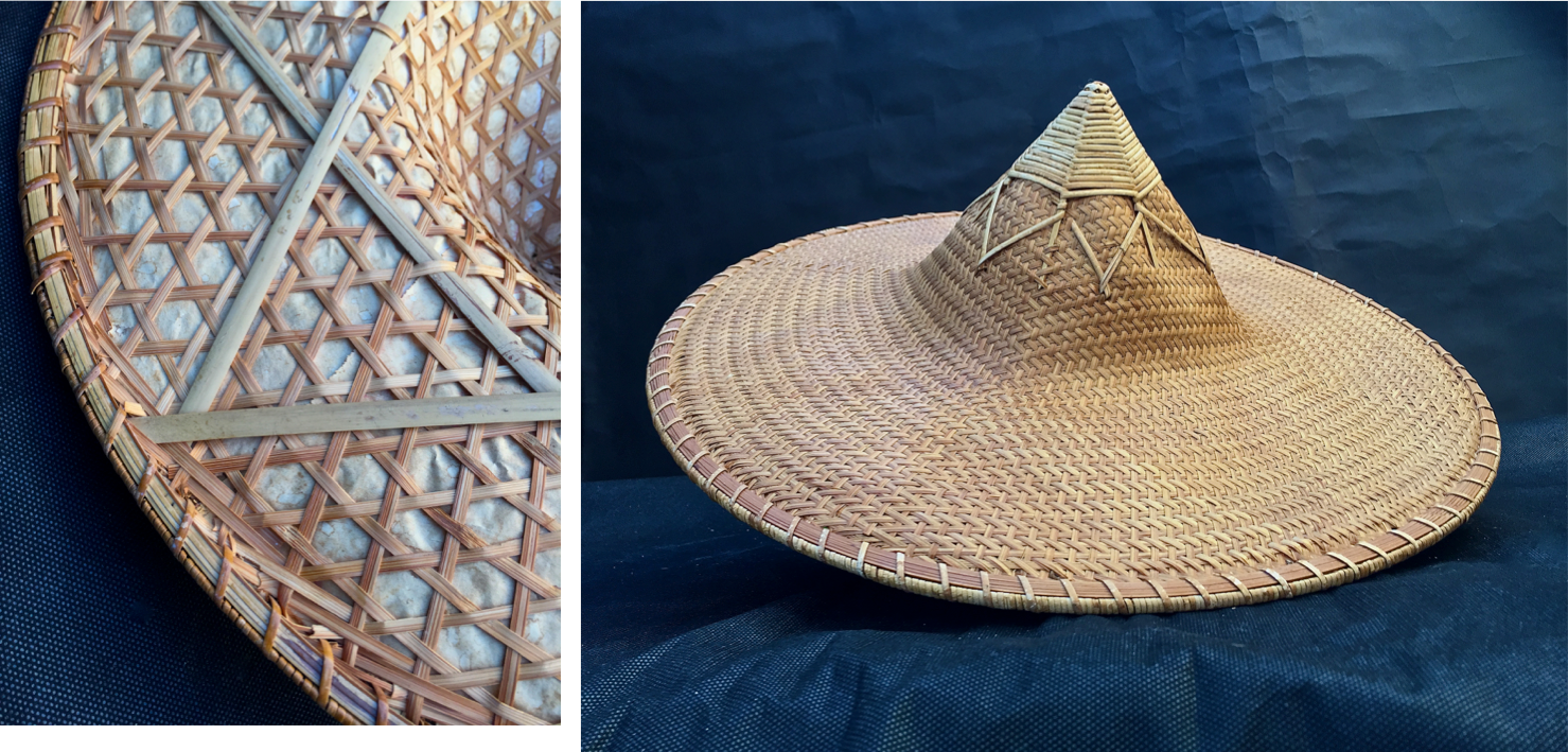 Pointu wicker hat vintage asian crafts 1980